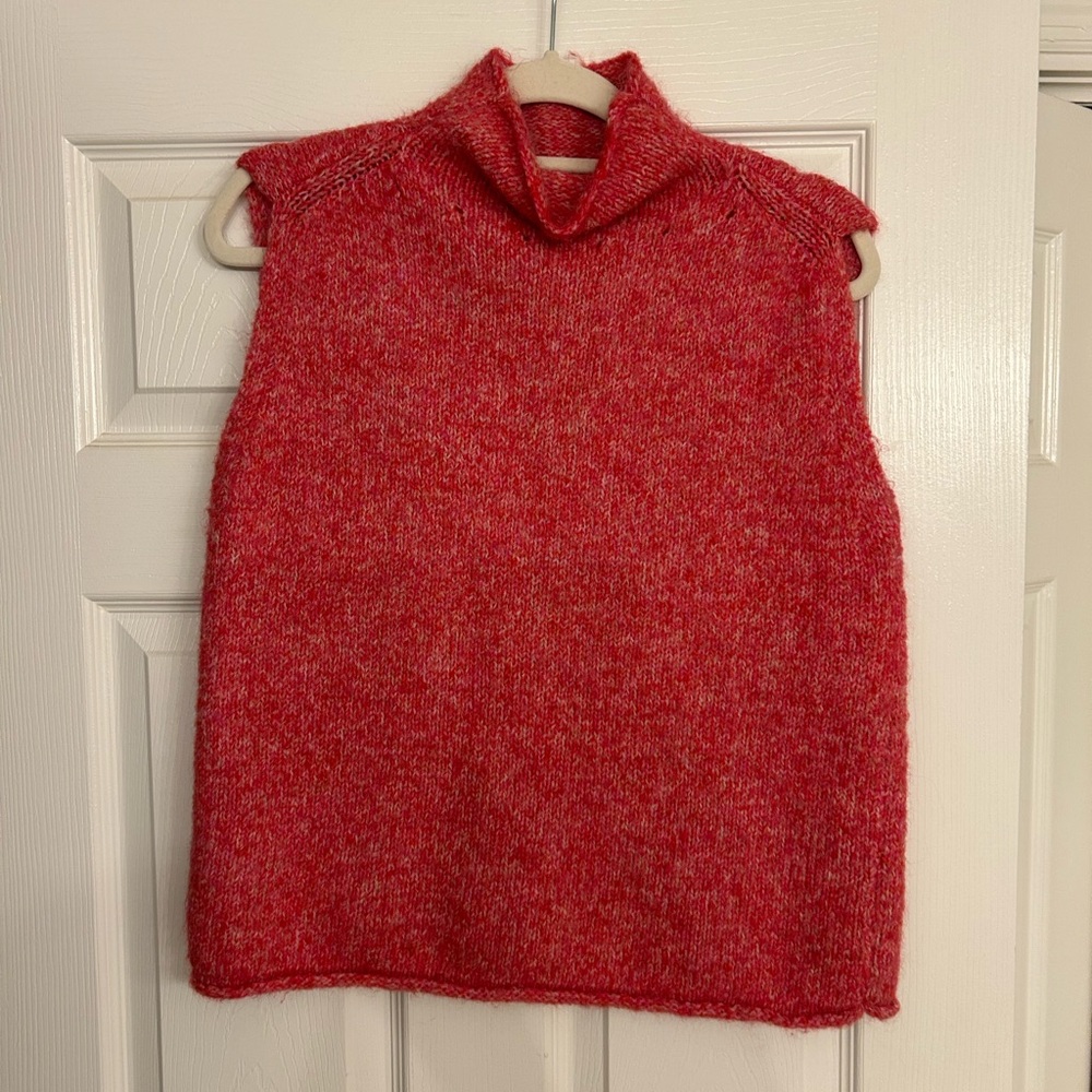 Zara Pink Sleeveless Turtleneck Sweater